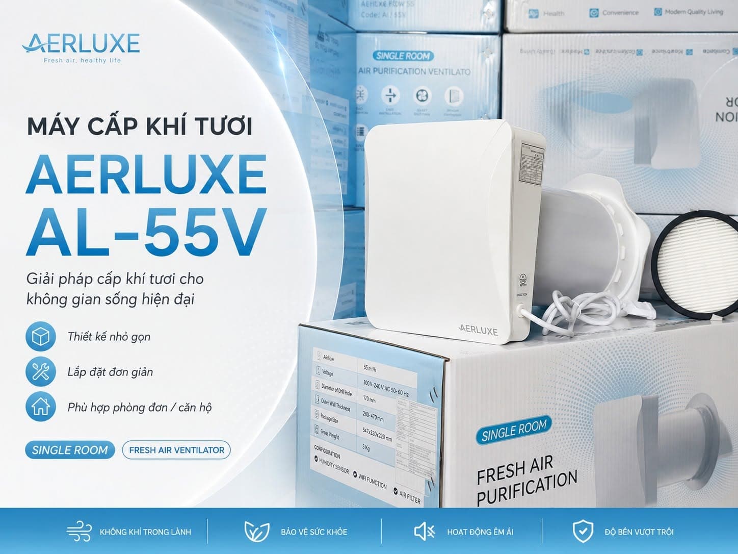Máy cấp khí tươi Aerluxe Flow 55